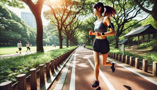 走りながら平均ペースや心拍数をチェックする画面設定