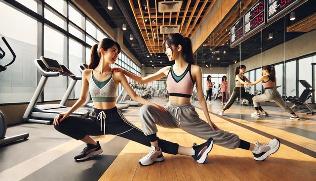 ジムのランニングマシンで女性の速度