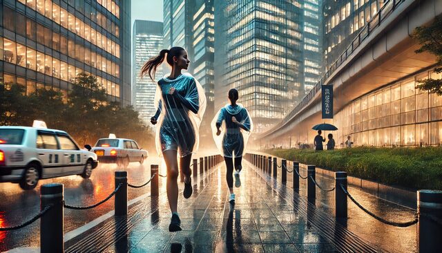 雨ランでも安心なランニングポンチョの使い方