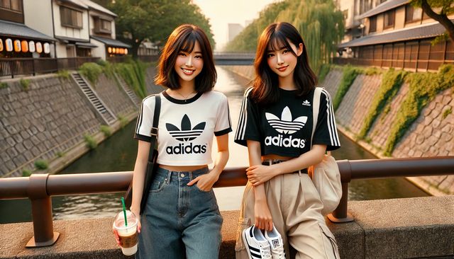 赤のTシャツを主役にした着こなし