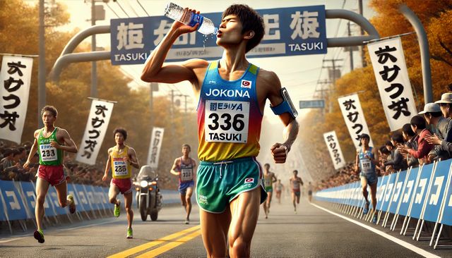 選手と給水係のグータッチも印象的